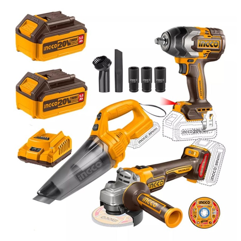 LLAVE IMPACTO+ESMERIL+ASPIRADORA INGCO 2 B+1 C