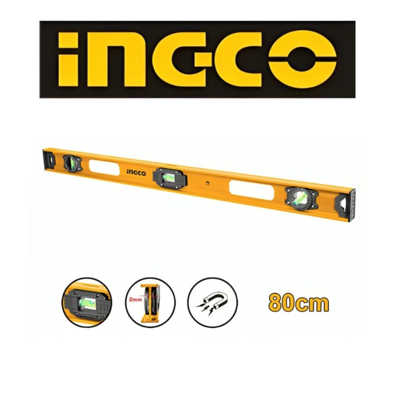 NIVEL ALUMINIO INGCO 3 AGUAS 80 CM 32"