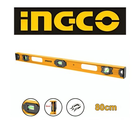 NIVEL ALUMINIO INGCO 3 AGUAS 80 CM 32"