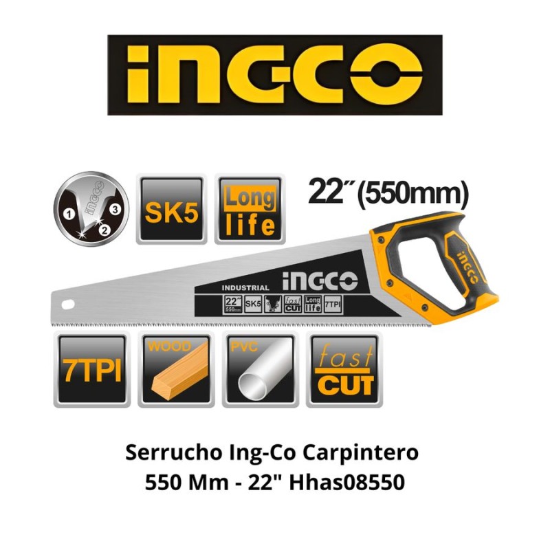 SERRUCHO INGCO CARPINTERO 550 MM - 22" HHAS08550