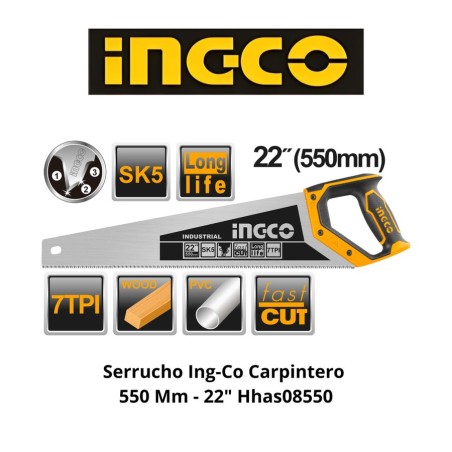 SERRUCHO INGCO CARPINTERO 550 MM - 22" HHAS08550