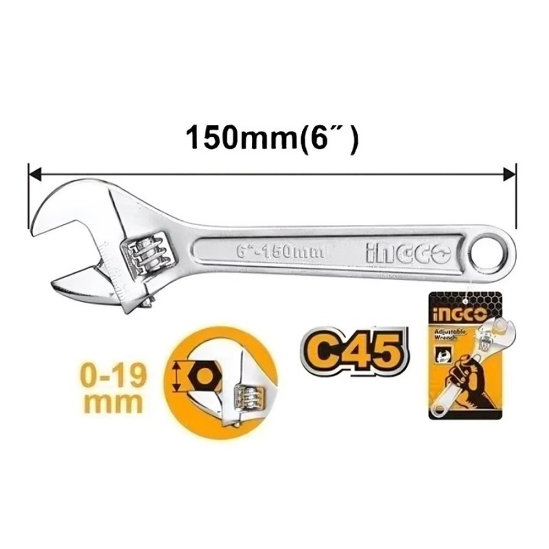 LLAVE FRANCESA INGCO 6" (150MM) HADW131062