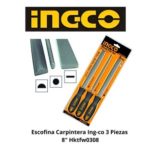 ESCOFINA CARPINTERA INGCO 3 PIEZAS 8" HKTFW0308
