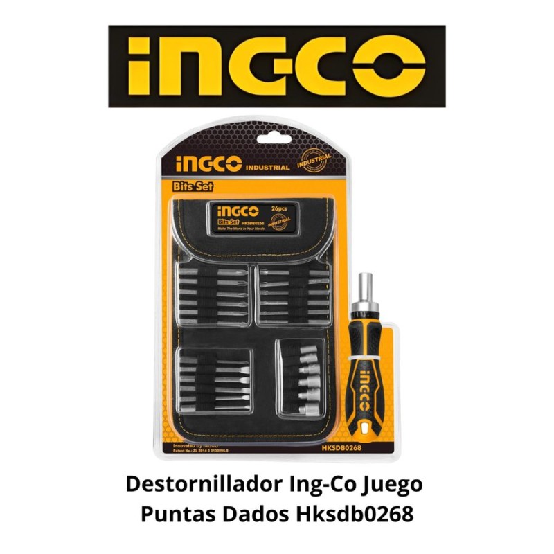 DESTORNILLADOR INGCO JUEGO PUNTAS DADOS HKSDB0268