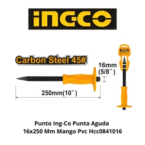 PUNTO INGCO PUNTA AGUDA 16X250 MM MANGO PVC HCC08