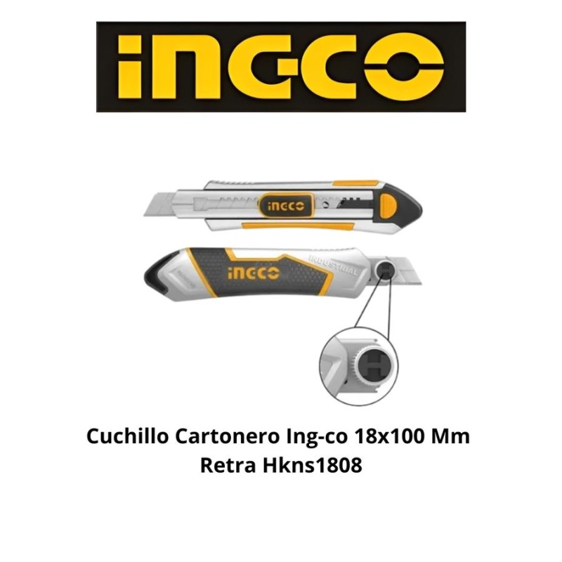 CUCHILLO CARTONERO INGCO 18X100 MM RETRA HKNS1808