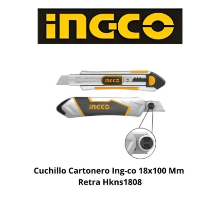 CUCHILLO CARTONERO INGCO 18X100 MM RETRA HKNS1808