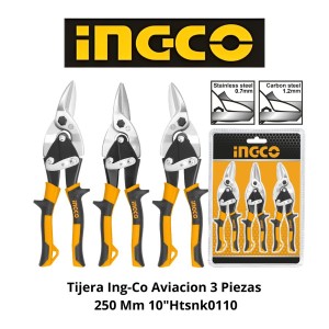 TIJERA INGCO AVIACION 3 PIEZAS 250 MM 10"HTSNK011