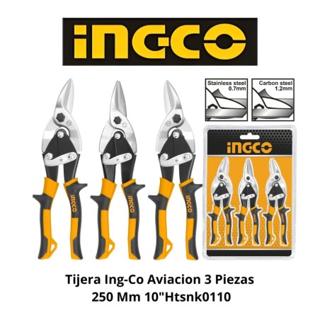 TIJERA INGCO AVIACION 3 PIEZAS 250 MM 10"HTSNK011