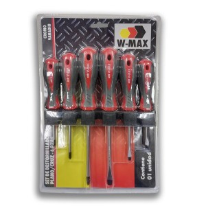 DESTORNILLADOR W-MAX JUEGO PLANO CRUZ 6 PZAS
