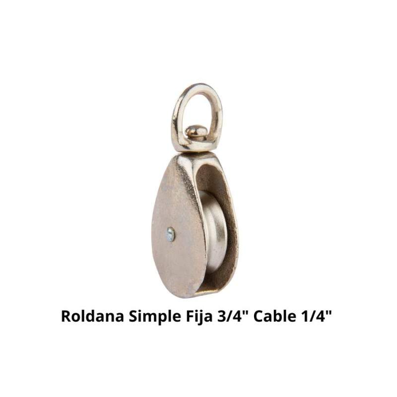 ROLDANA SIMPLE FIJA 3/4" CABLE 1/4" CARGA 50 KG F2