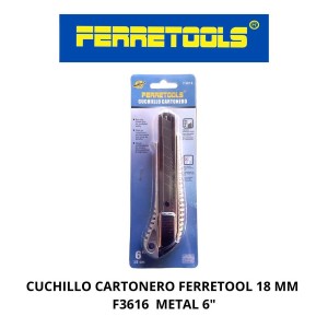 CUCHILLO CARTONERO FERRETOOL 18 MM F3616 METAL 6"