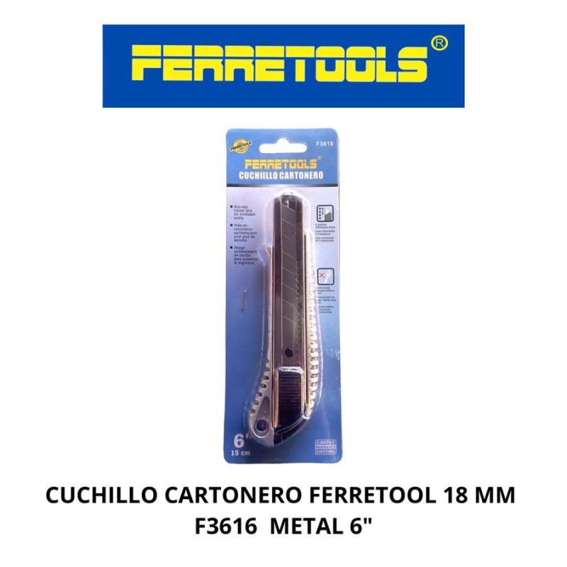 CUCHILLO CARTONERO FERRETOOL 18 MM F3616 METAL 6"