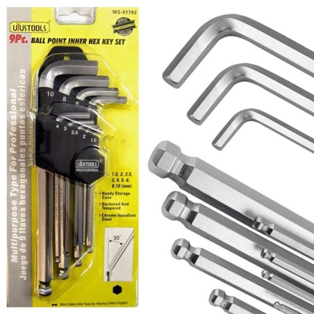 LLAVE ALLEN UYUSTOOLS 9 PIEZAS DELUXE MEDIO YAA902