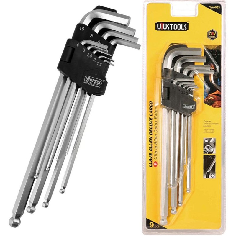LLAVE ALLEN UYUSTOOLS 9 PIEZAS DELUXE LARGO YAA903