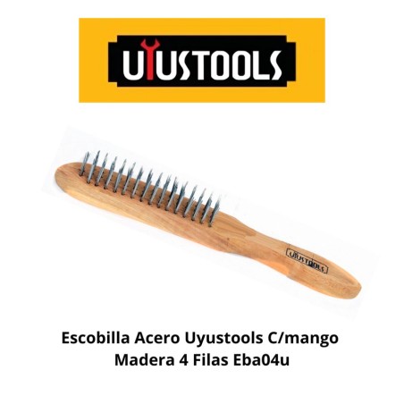 ESCOBILLA ACERO UYUSTOOLS C/MANGO MADERA 4 FILAS E
