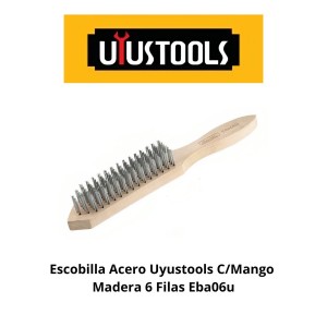 ESCOBILLA ACERO UYUSTOOLS C/MANGO MADERA 6F EBA06U