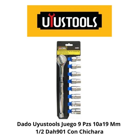 DADO UYUSTOOLS JUEGO 9 PZS 10A19 MM 1/2 DAH901 CON
