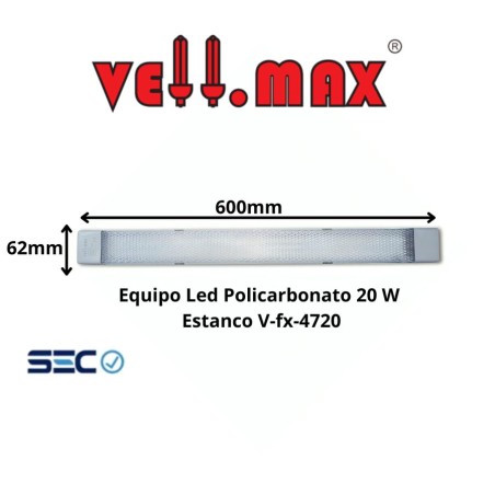 EQUIPO LED POLICARBONATO 06 M 20 W ESTAN6500K V-FX