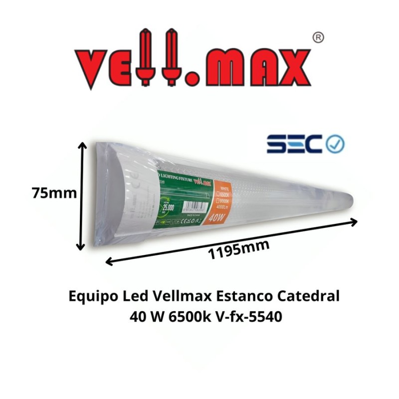 EQUIPO LED VELLMAX ESTANCO CATEDRAL 40 W 6500K V-F