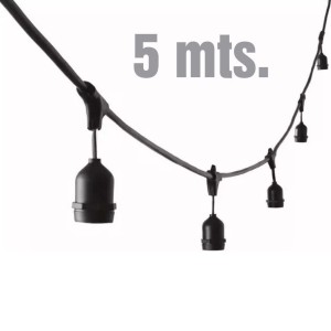 GUIRNALDA VELLMAX 5 X E27 5 MT NEGRO CON MACHO V-B