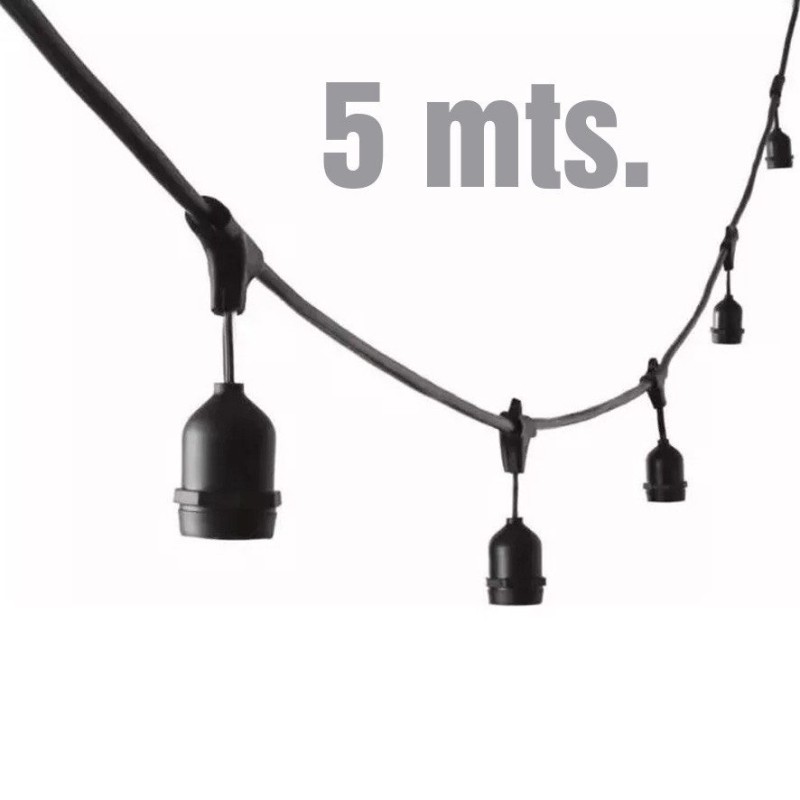 GUIRNALDA VELLMAX 5 X E27 5 MT NEGRO CON MACHO V-B