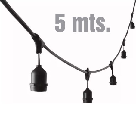 GUIRNALDA VELLMAX 5 X E27 5 MT NEGRO CON MACHO V-B