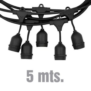 GUIRNALDA VELLMAX 5 X E27 5 MT NEGRO CON MACHO V-B