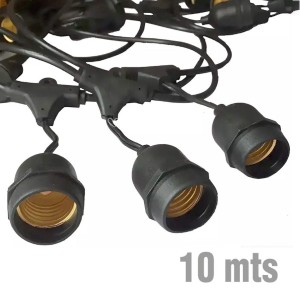 GUIRNALDA VELLMAX 5 X E27 10 MT NEGRO CON MACHO V-