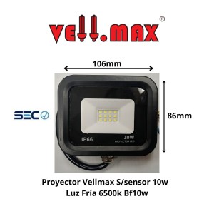 PROYECTOR VELLMAX S/SENSOR 10W G/NG LUZ FRIA