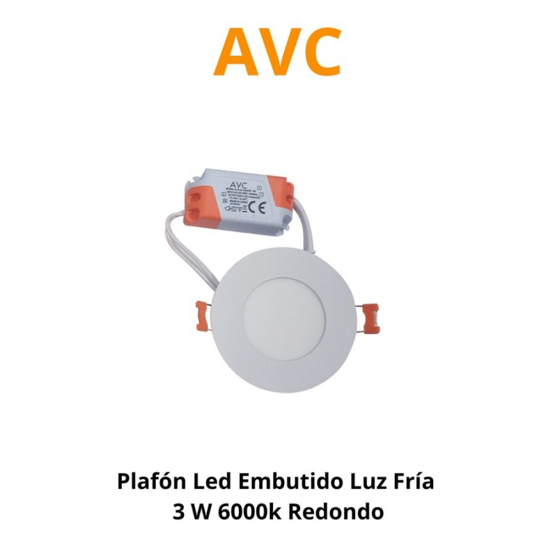 PLAFON LED EMBUTIDO LUZ FRIA 3 W 6000K REDONDO