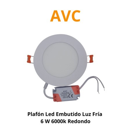 PLAFON LED EMBUTIDO LUZ FRIA 6 W 6500K REDONDO