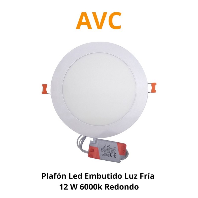 PLAFON LED EMBUTIDO LUZ FRIA 12 W 6500K REDONDO A-