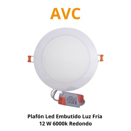 PLAFON LED EMBUTIDO LUZ FRIA 12 W 6500K REDONDO A-