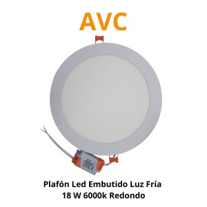 PLAFON LED EMBUTIDO LUZ FRIA 18 W 6500K REDONDO