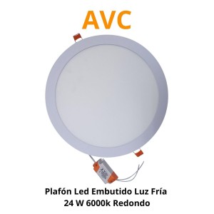 PLAFON LED EMBUTIDO LUZ FRIA 24 W 6000K REDONDO