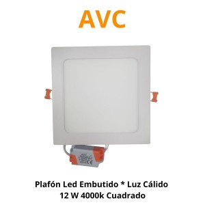PLAFON LED EMBUTIDO * LUZ CALI 12 W 4000K CUADRADO