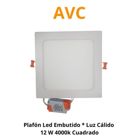 PLAFON LED EMBUTIDO * LUZ CALI 12 W 4000K CUADRADO