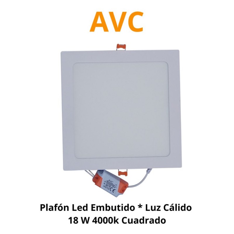PLAFON LED EMBUTIDO * LUZ CALI 18 W 4000K CUADRADO