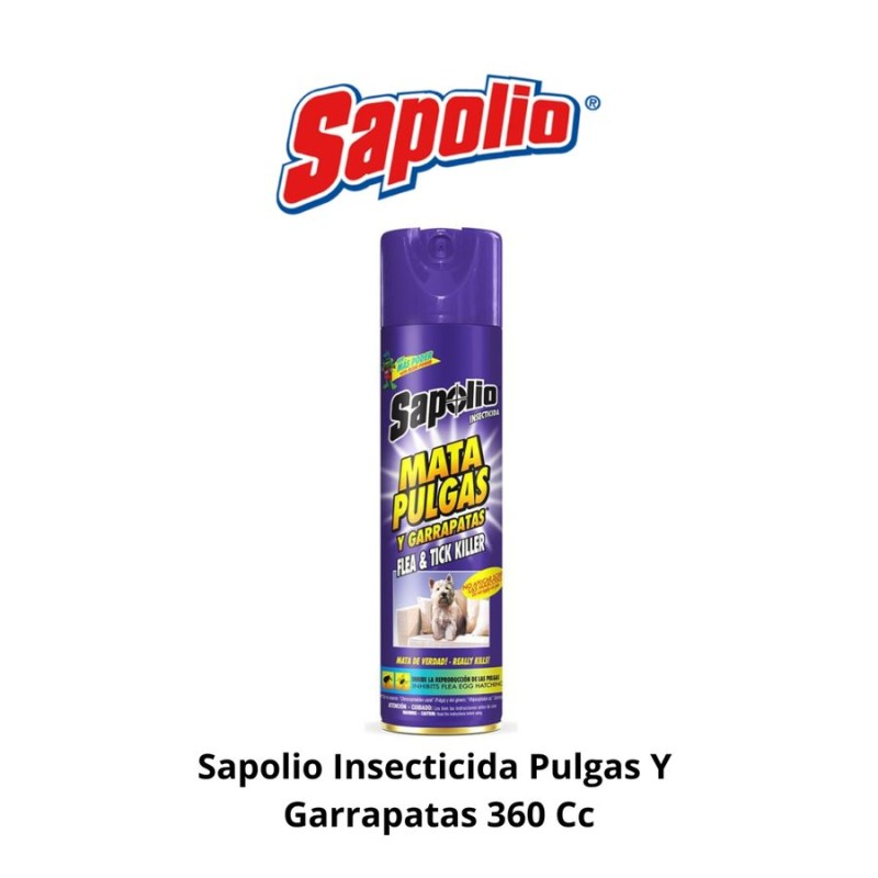SAPOLIO INSECTICIDA PULGAS Y GARRAPATAS 360 CC