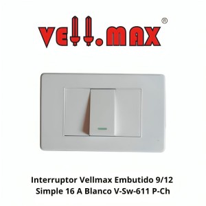 INTERRUPTOR VELLMAX EMBUTIDO 9/12 SIMPLE 16 A BLAN
