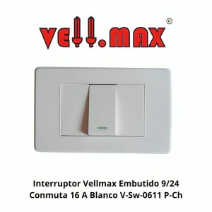 INTERRUPTOR VELLMAX EMBUTIDO 9/24 CONMUTA 16 A BLA