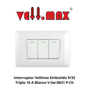 INTERRUPTOR VELLMAX EMBUTIDO 9/32 TRIPLE 16 A BLAN