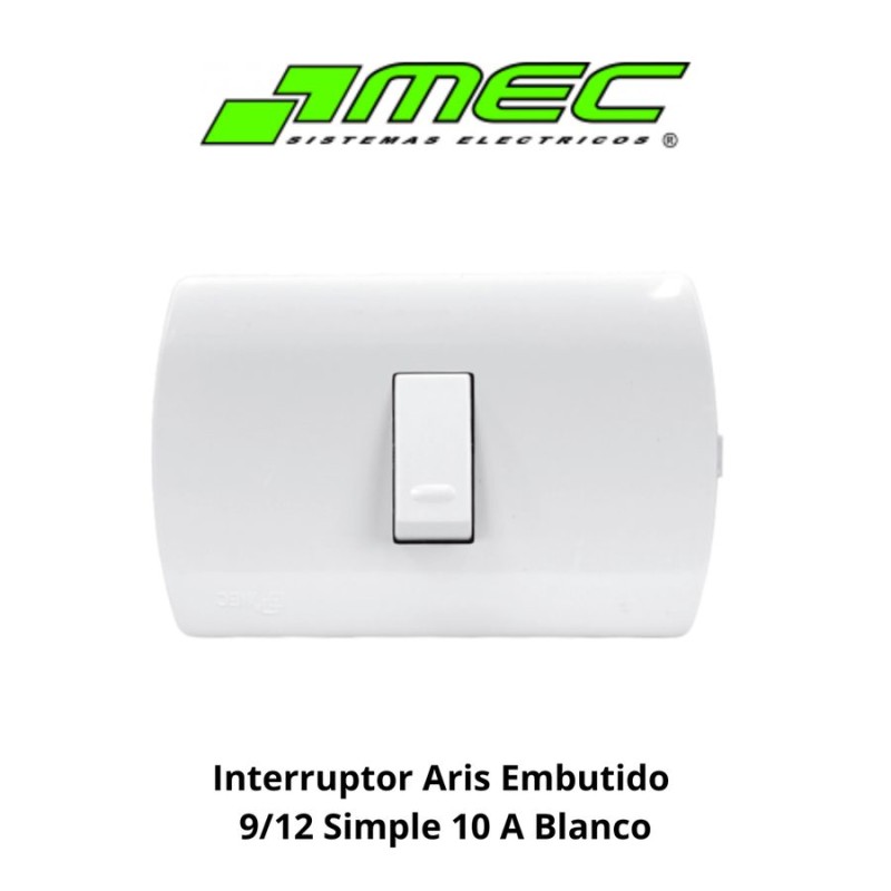 INTERRUPTOR ARIS EMBUTIDO 9/12 SIMPLE 10 A BLANCO