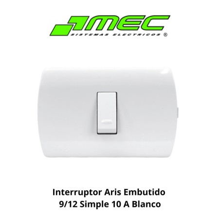 INTERRUPTOR ARIS EMBUTIDO 9/12 SIMPLE 10 A BLANCO