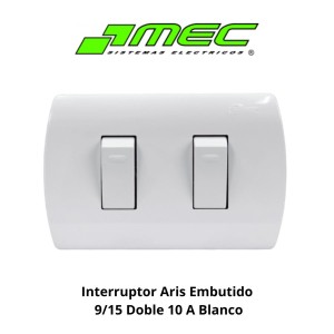 INTERRUPTOR ARIS EMBUTIDO 9/15 DOBLE 10 A BLANCO