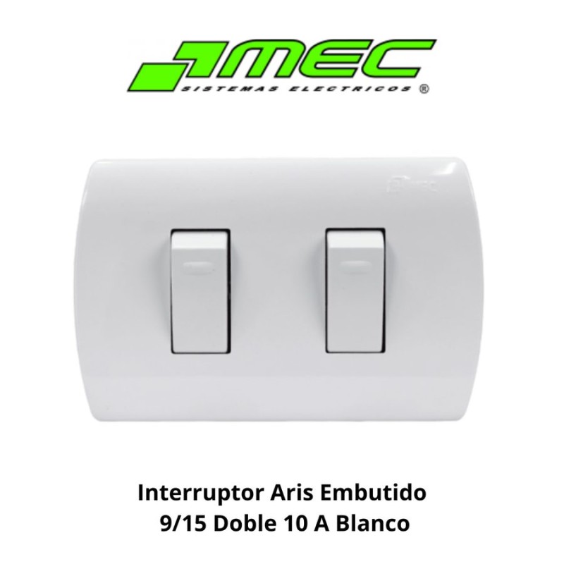 INTERRUPTOR ARIS EMBUTIDO 9/15 DOBLE 10 A BLANCO