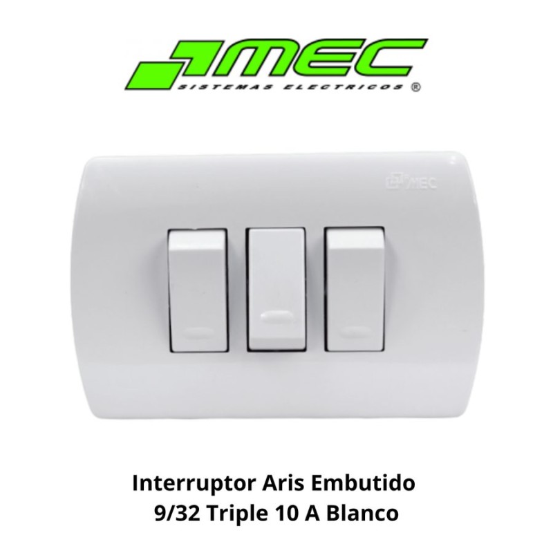 INTERRUPTOR ARIS EMBUTIDO 9/32 TRIPLE 10 A BLANCO