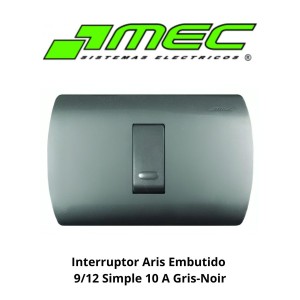 INTERRUPTOR ARIS EMBUTIDO 9/12 SIMPLE 10 A GRIS-NO