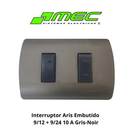 INTERRUPTOR ARIS EMBUTIDO 9/12 + 9/24 10 A GRIS-NO